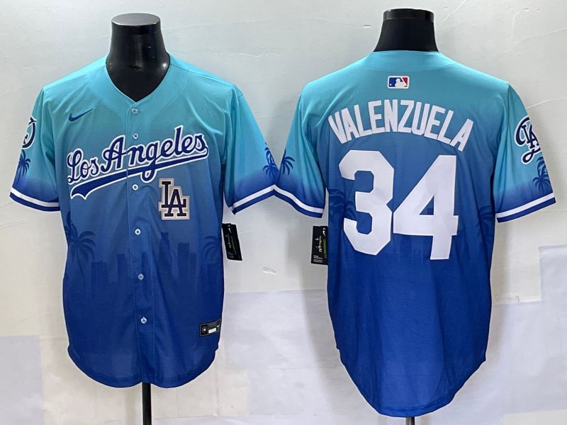 Men 2025 Los Angeles Dodgers 34 Valenzuela Blue Nike MLB Jersey Daoqite style 8
